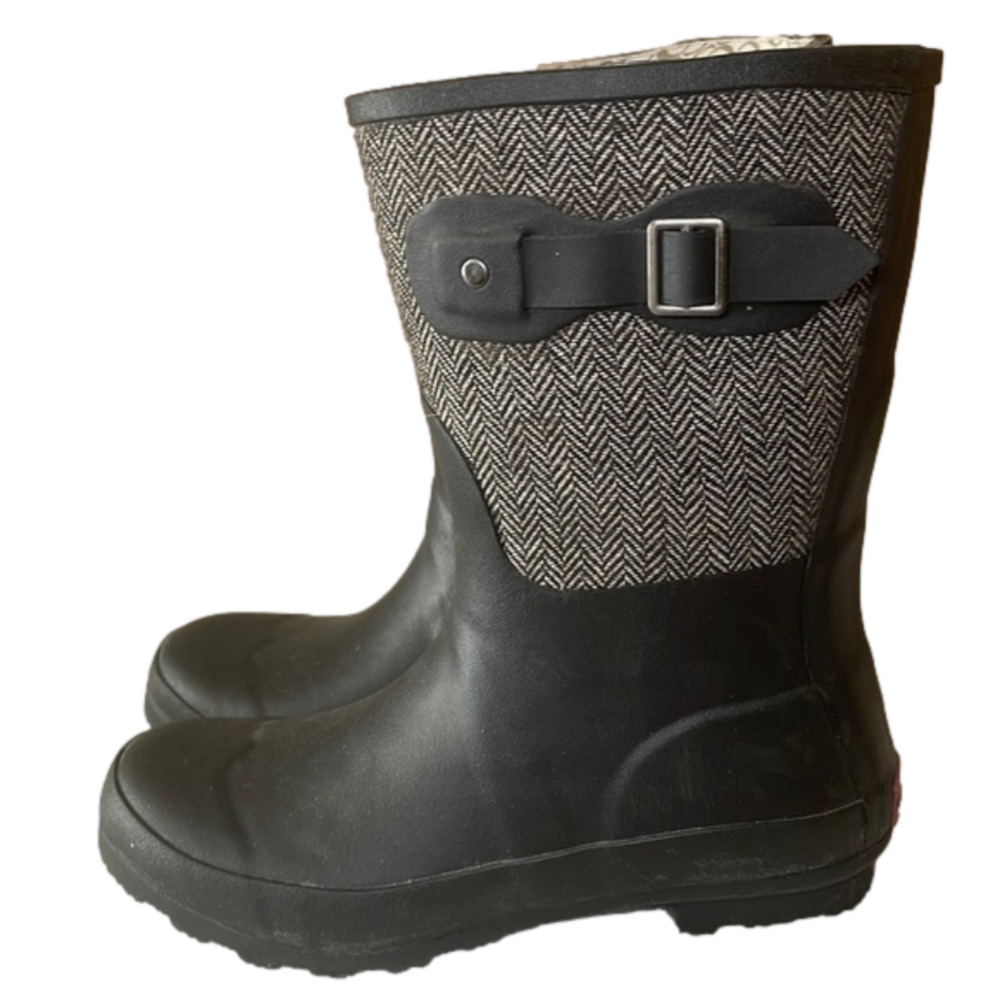 CHOOKA Classic Mid Calf Racer Herringbone Rain Boot Size 9